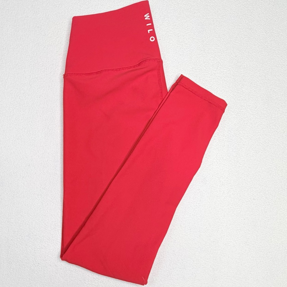 Wilo the Label Ribbed High-Waisted Leggings•Fire Red - Picture 10 of 11